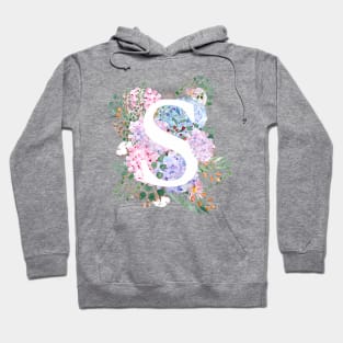 botanical monogram alphabet S hydrangea flowers Hoodie